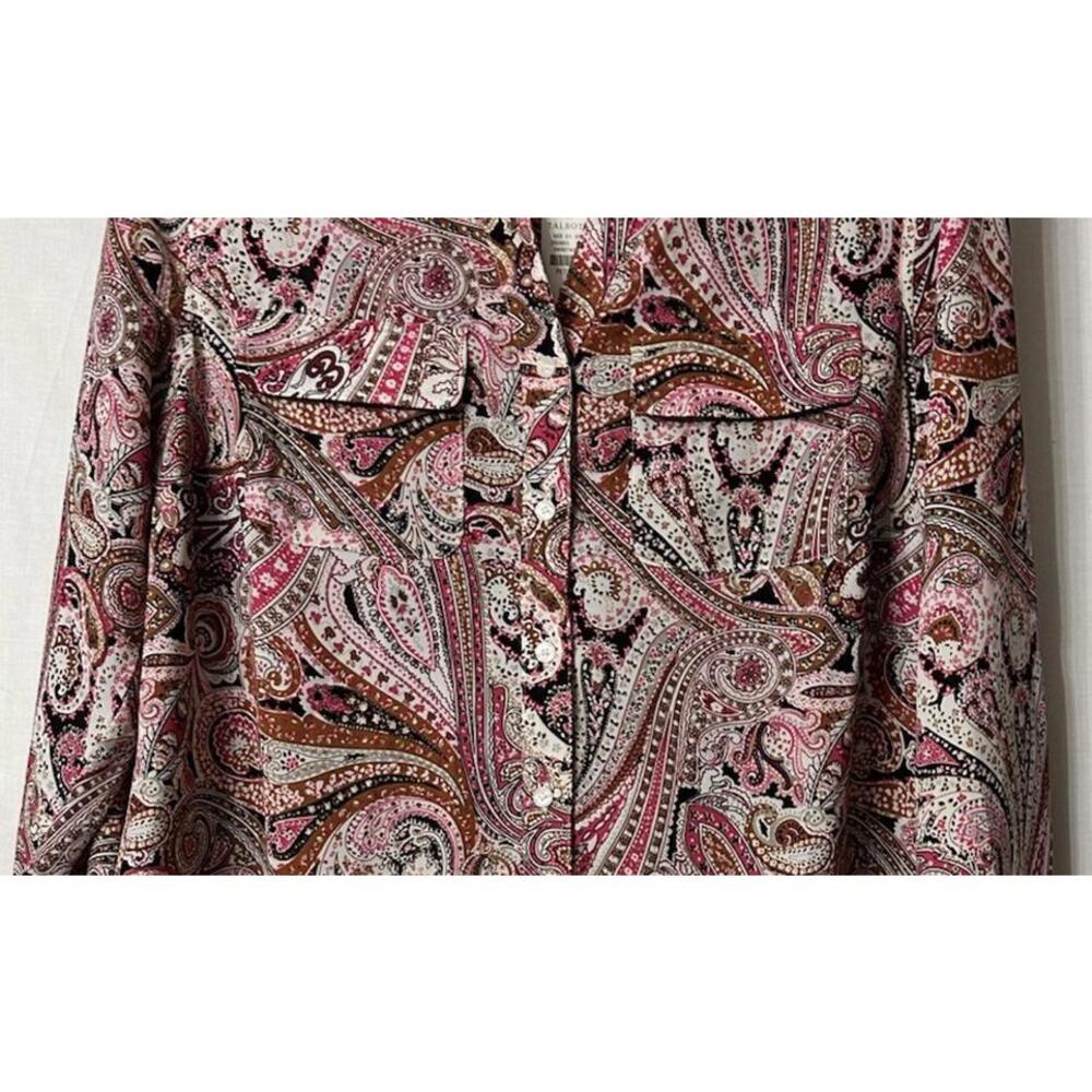 NWT Talbots Womens Long Sleeve Paisley Button Front Shirt Top Blouse M Petite - Picture 4 of 14